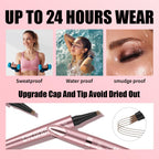 Qic 4-Tip Microblading Eyebrow Pen, Waterproof Brow Marker For Natural Hair-Like Strokes, Quick-Dry Smudge-Resistant, Light Brown