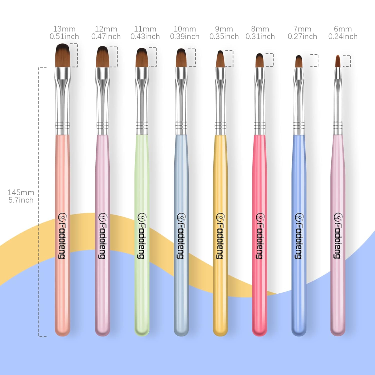 Gel Nail Brush, 8Pcs Acrylic Nail Sculpting Brush for Salon at Home DIY Manicure with Tips Builder Brush Pen and Structure Gel Brush