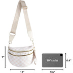 Spacious Checkered Nylon Crossbody Bag Bum Bag Handbags Wallets For Women