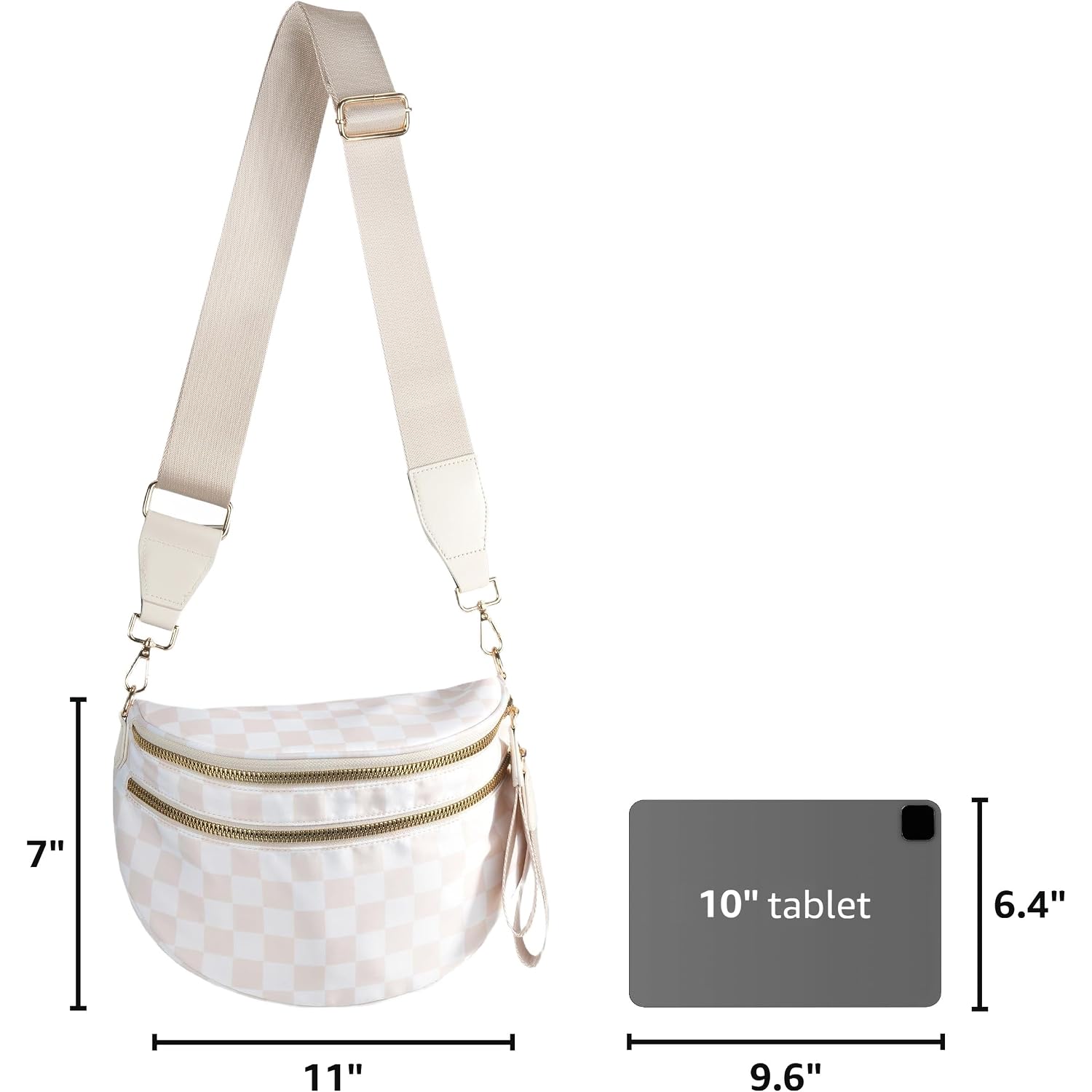 Spacious Checkered Nylon Crossbody Bag Bum Bag Handbags Wallets For Women