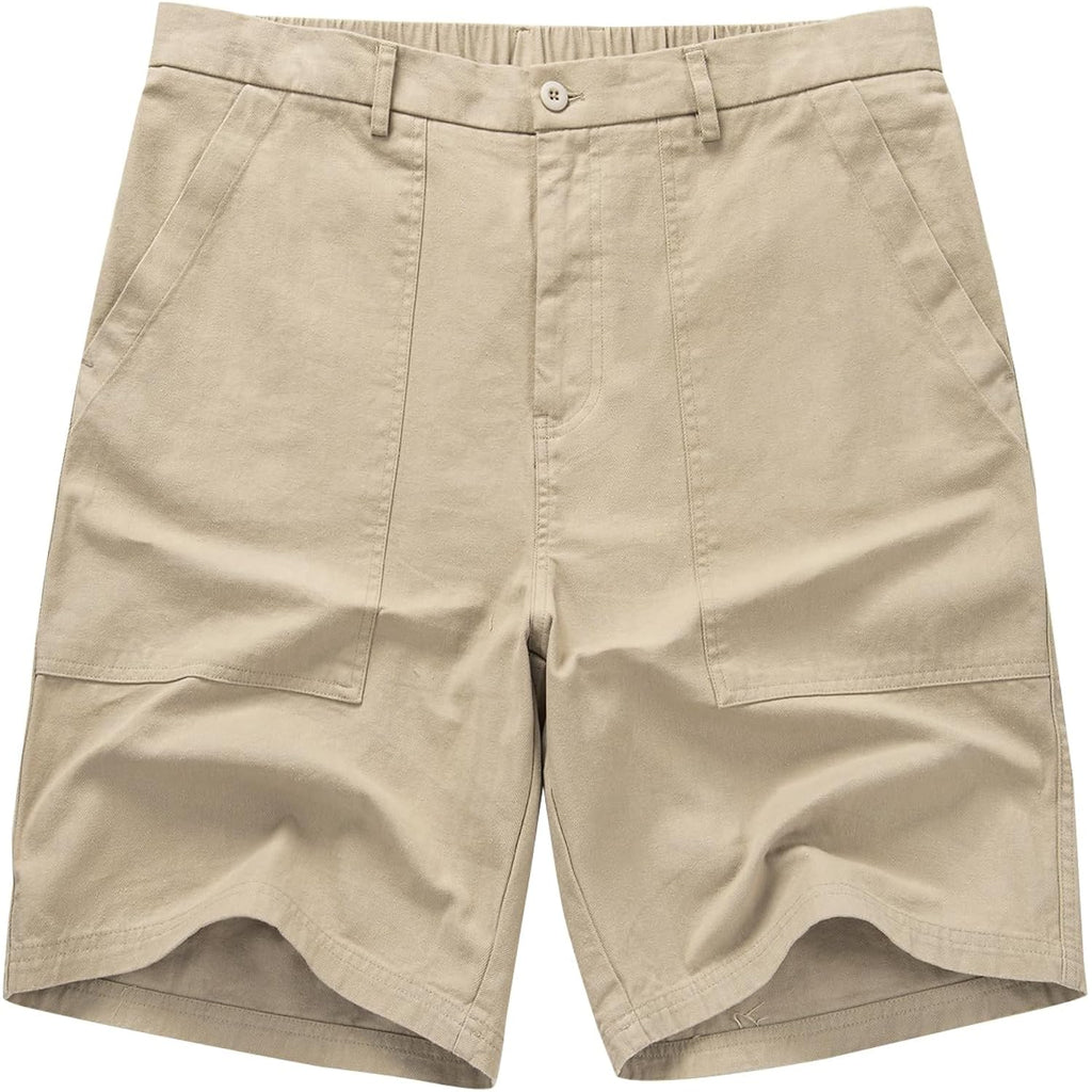 Jmierr Men'S Cotton Carpenter Work Shorts - Button & Elastic Waist, Multi-Pocket Casual Shorts
