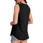 OFEEFAN High Neck Tank Tops for Women Loose Fit Sleeveless Top Summer Clothes Womens Tunic Tops to Wear with Leggings