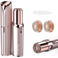 tuokiy Women Facial Hair Removal Device Battery Operated with 2 Replacement Heads,Ladies Face Shaver for Peach Fuzz Upper Lip,Chin, Facial Hair Removal for Women, Rose Gold