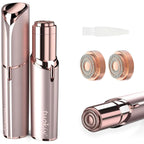 tuokiy Women Facial Hair Removal Device Battery Operated with 2 Replacement Heads,Ladies Face Shaver for Peach Fuzz Upper Lip,Chin, Facial Hair Removal for Women, Rose Gold