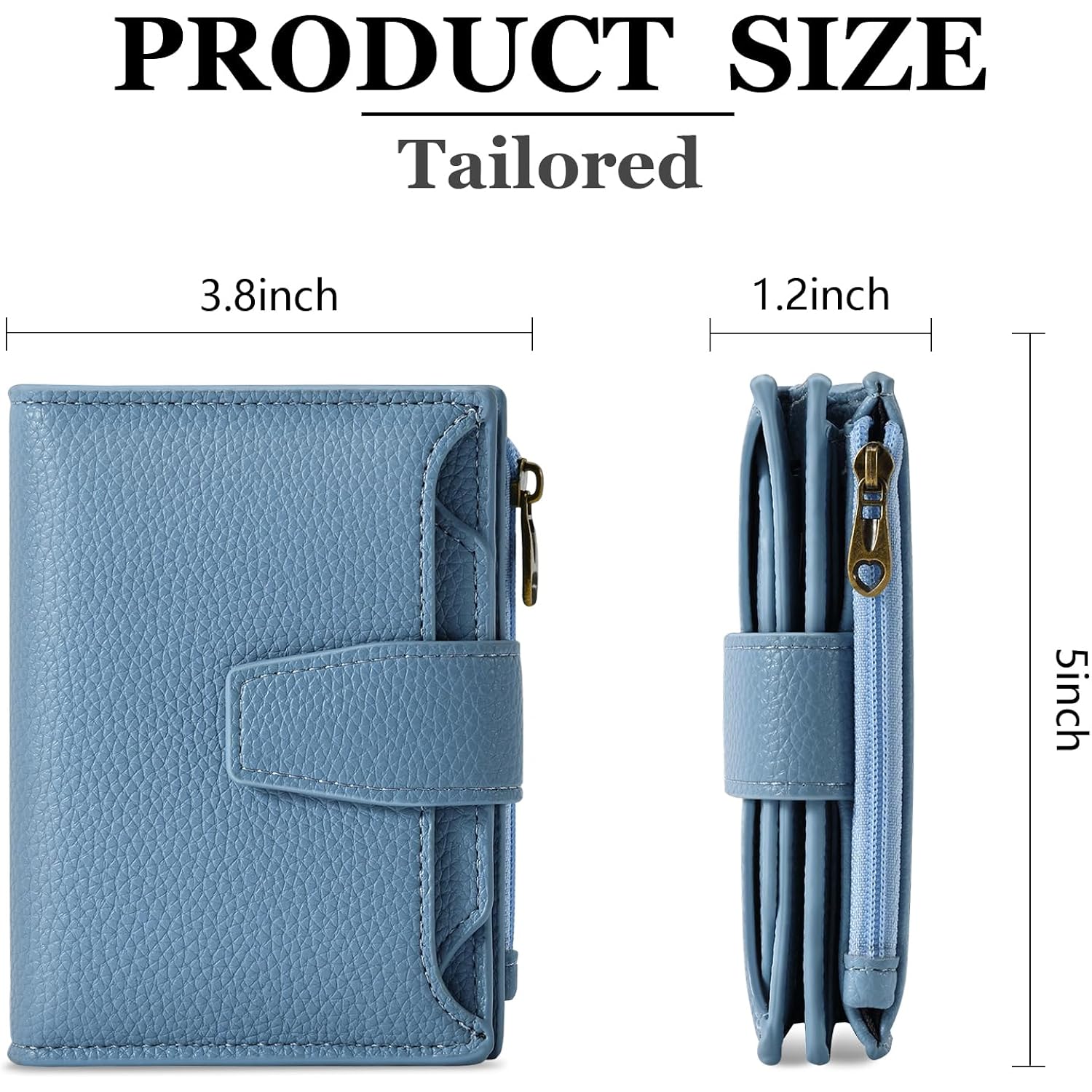 Airkit Small Wallet Women RFID Blocking Soft Leather Bifold Compact Card Holder Wallet for Women with Zipper Coin Pocket 4 ID Window