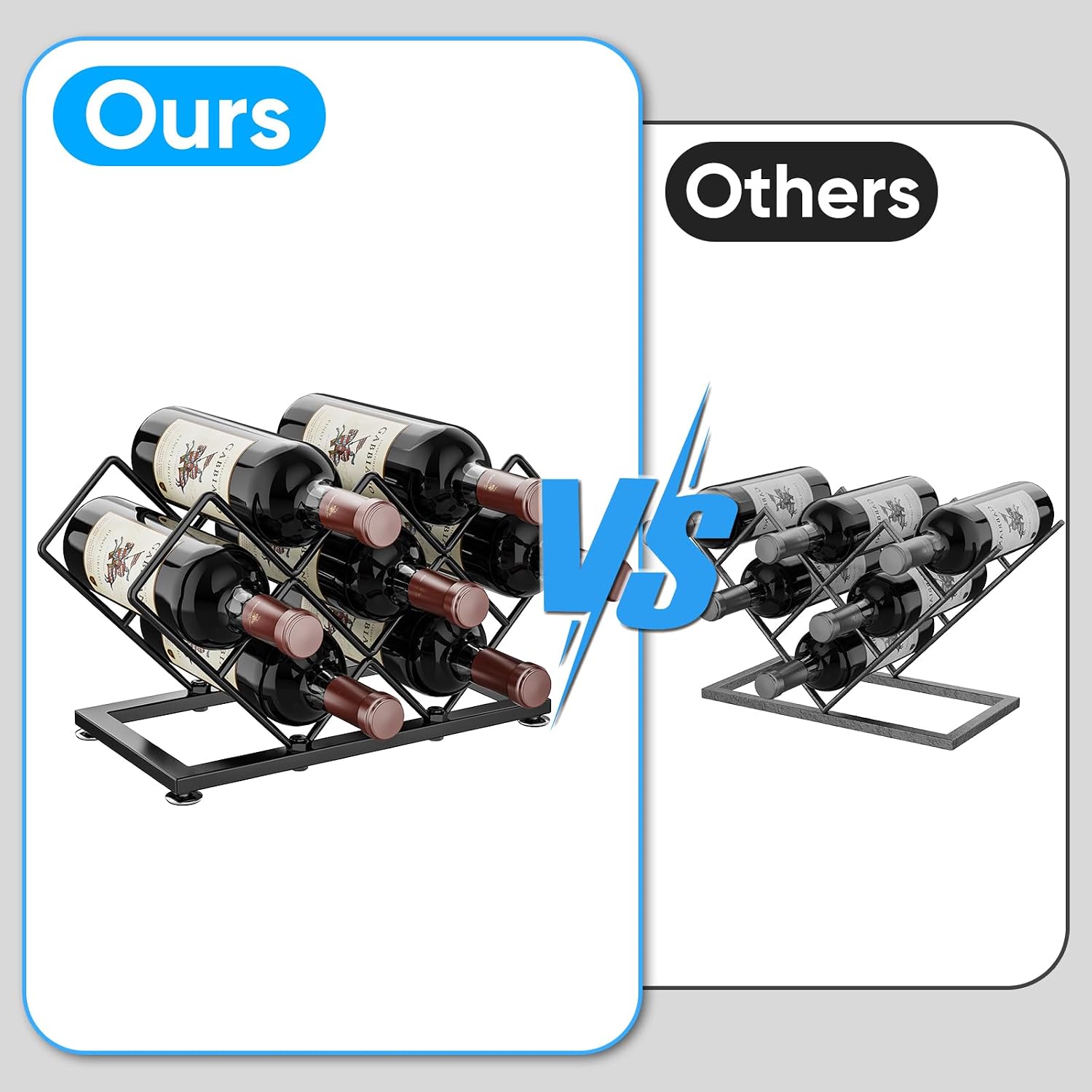 Countertop Wine Rack - 7 Bottles Metal Small Wine Rack Wine Bottle Holder Storage Space Saving For Home Kitchen Bar Tableop Cabinet Pantry