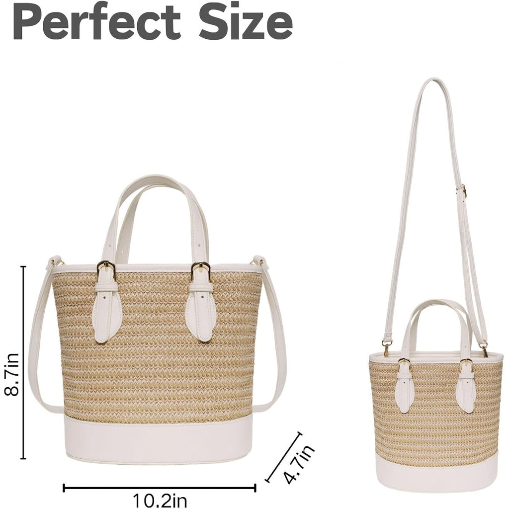Trendy Women’S Straw Bucket Bag Straw Crossbody Bags For Women Summer Beach Clutch Travel Top-Handle Shoulder Purse 2026
