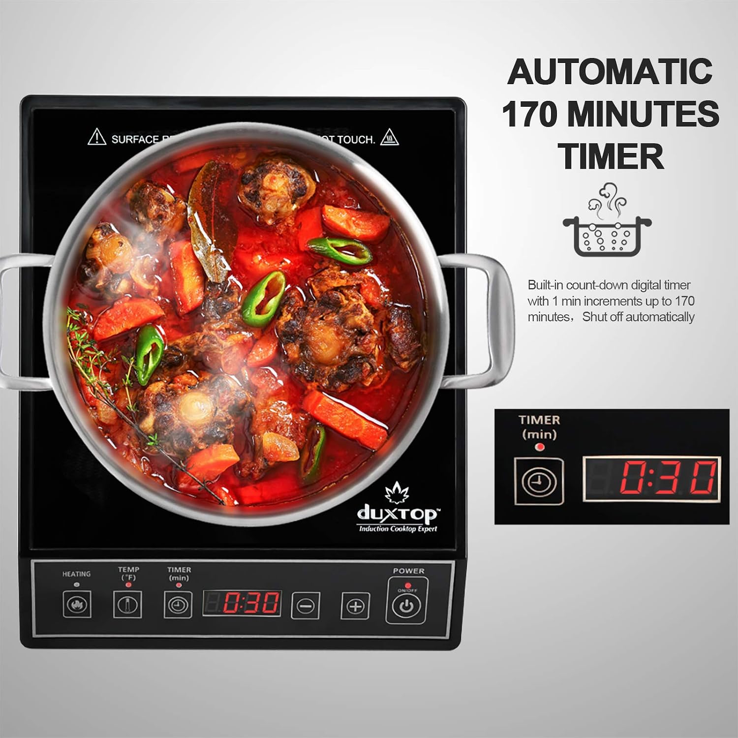 Duxtop 1800W Portable Induction Cooktop Countertop Burner, Black 9100Mc/Bt-M20B