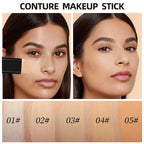 Foundation Stick,2 In 1 Dual-Ended Long-Lasting & Waterproof Concealer Korean Foundation Contour Sticks,Contouring Foundation With Brush,Full Coverage Matte Finish For Face Makeup(02Natural)