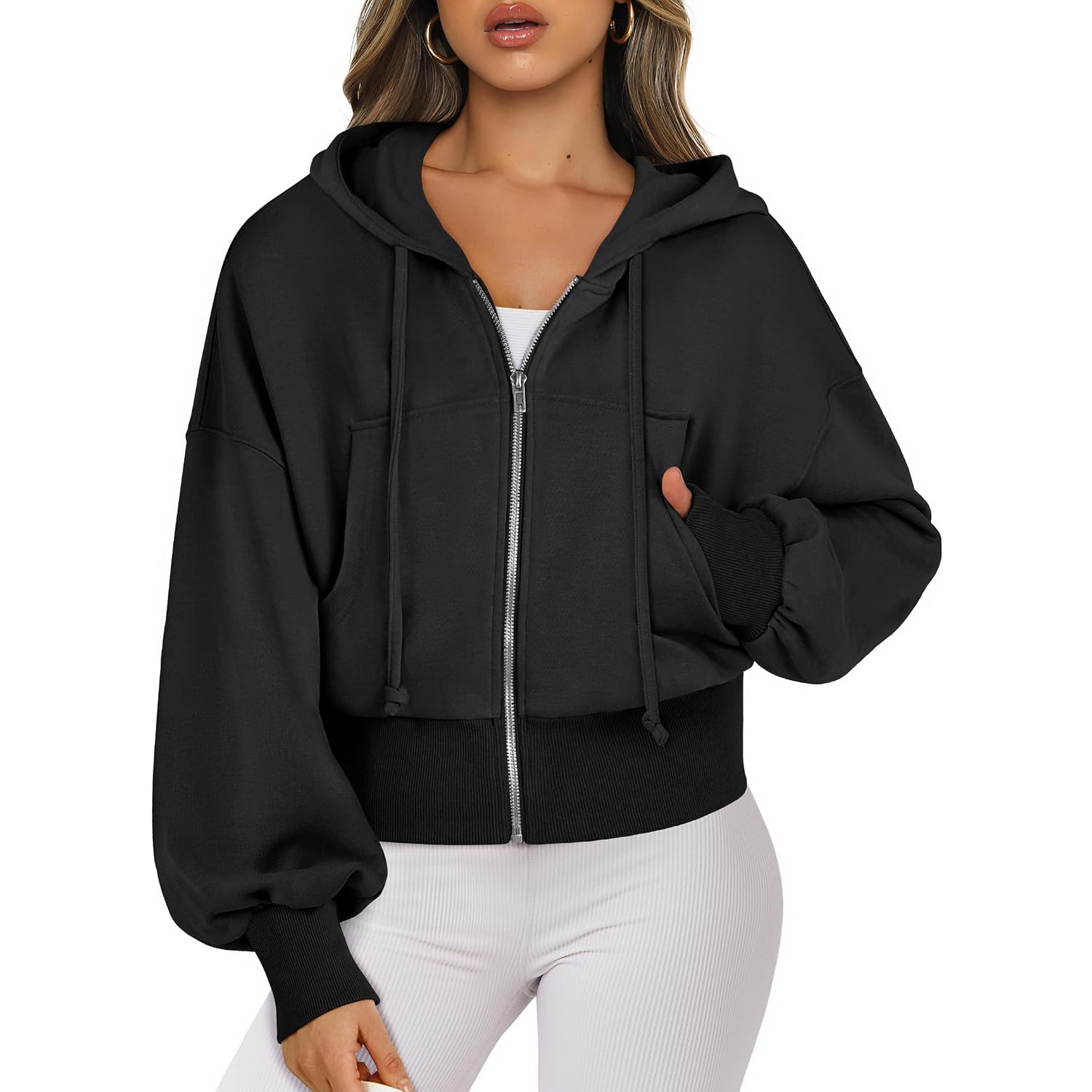 Anrabess Women'S Zip Up Hoodie Cropped Sweatshirt | Soft Comfy Casual Jacket, Workout & Daily Wear, Cute Y2K Clothes, Fall Spring Transition Outfits