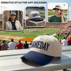 Game Day Hat for Women Men, Vintage Embroidered Football Basketball Cap, Adjustable Baseball Hat Gift World Soccer Cup Fan Blue