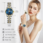OLEVS Watch Women Two Tone Watches for Women with Date Dress Womens Watches for Medium Wrists Luxury Easy Read Womens Watch Waterproof Blue/Black/Gold/Silver Dial Reloj para Mujer Ideal Gift for Her