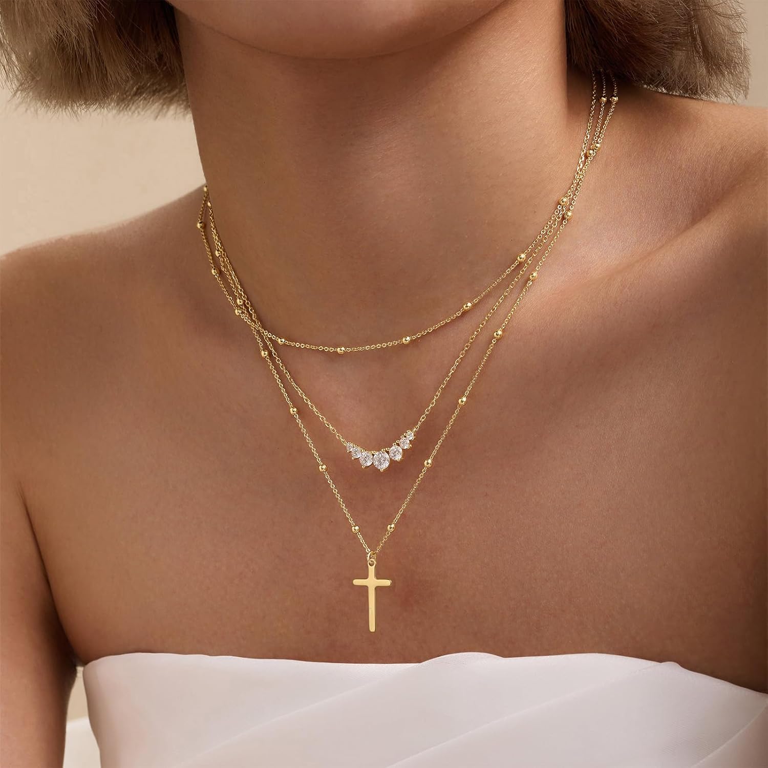 Cross Necklace for Women, Dainty 14K Gold Plated Cross Pendant Simple Long Necklaces for Women, Christian Faith Necklace Trendy Gold Jewelry Gifts for Easter