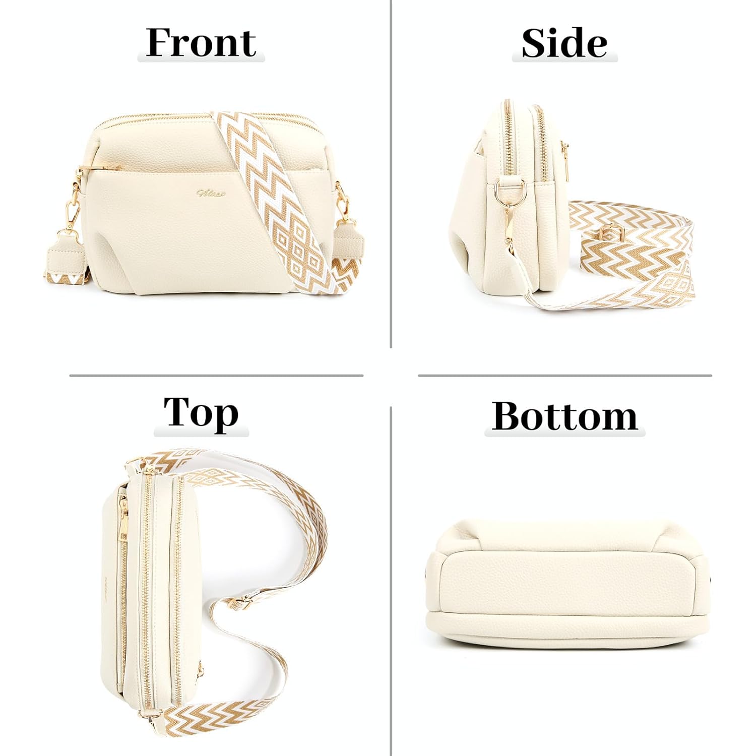 Crossbody Bag for Women Leather Purse Anti Theft Multi Pockets Wide Adjustable Strap Shoulder Handbag RFID Blocking