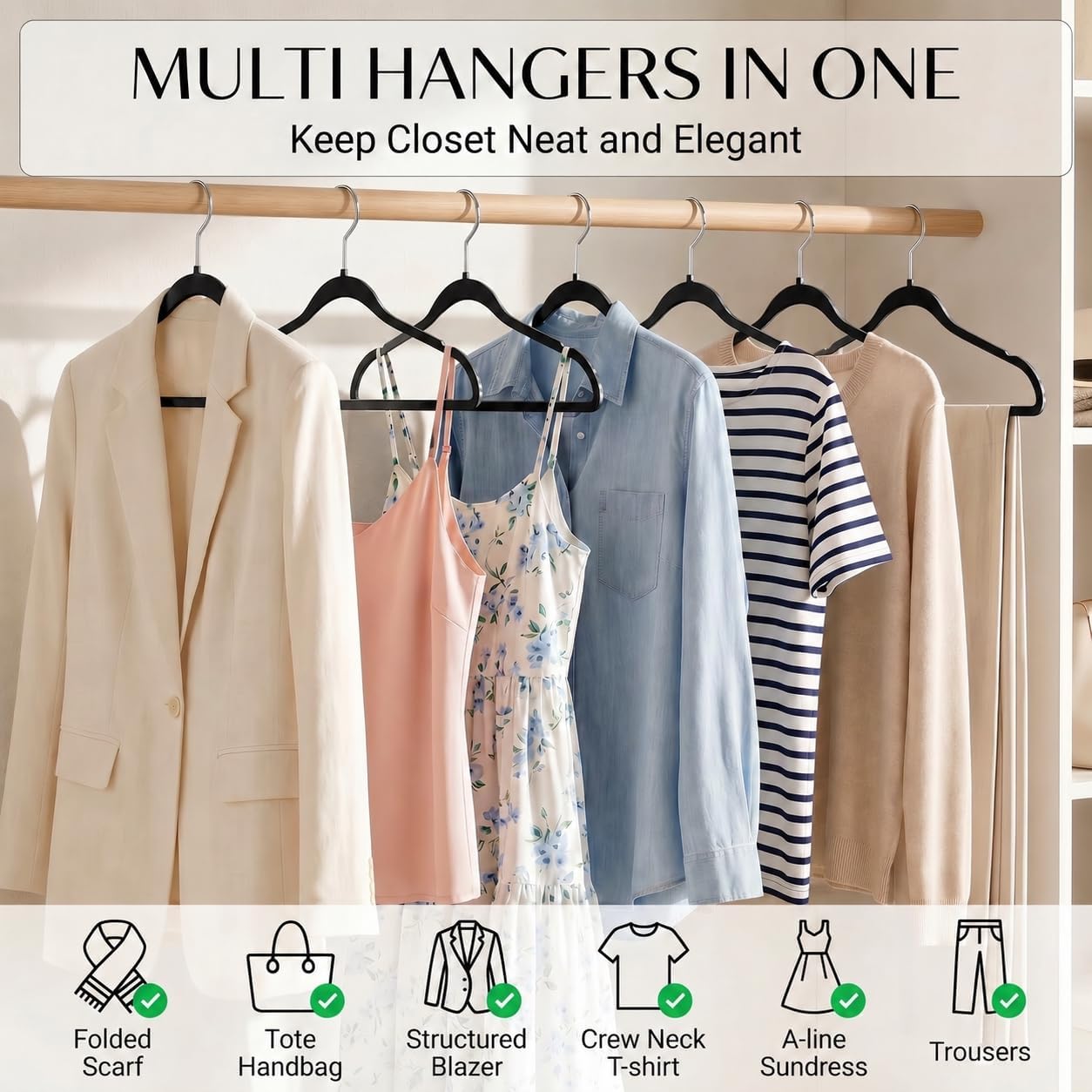 Plastic Hangers 50 Pack, Heavy Duty Plastic Hangers For Clothes - Non-Velvet Slim Hangers With 360° Swivel Hook & Clothes Thin Hanger - Durable Coat Hangars, Space Saving Hanger - Black