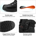 Nortiv 8 Men'S Military Tactical Work Boots Side Zipper Leather Motorcycle Combat Boots Trooper