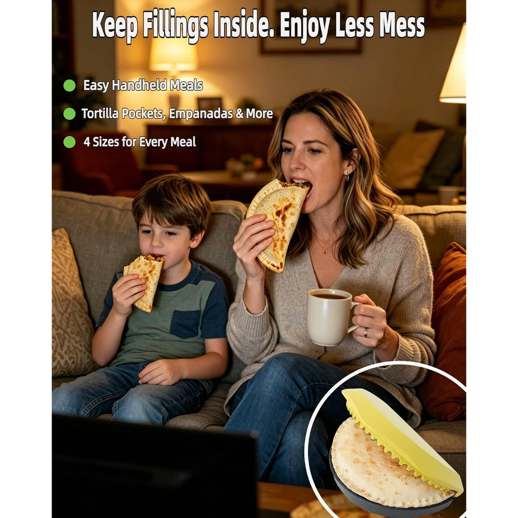 4-Size Nesting Tortilla Sealer & Crimper For Less Filling Mess | 4/6/8/10-Inch Sizes, Bpa-Free Pp; Microwave/Dishwasher Safe, 25Mm Bottom Eject Hole For Quesadillas, Burritos, Dumplings