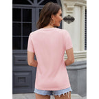 MAGCOMSEN Women's Cotton T Shirt V-Neck Short Sleeve Shirt Classic-Fit Casual Breathable Tee Summer Basic Tops