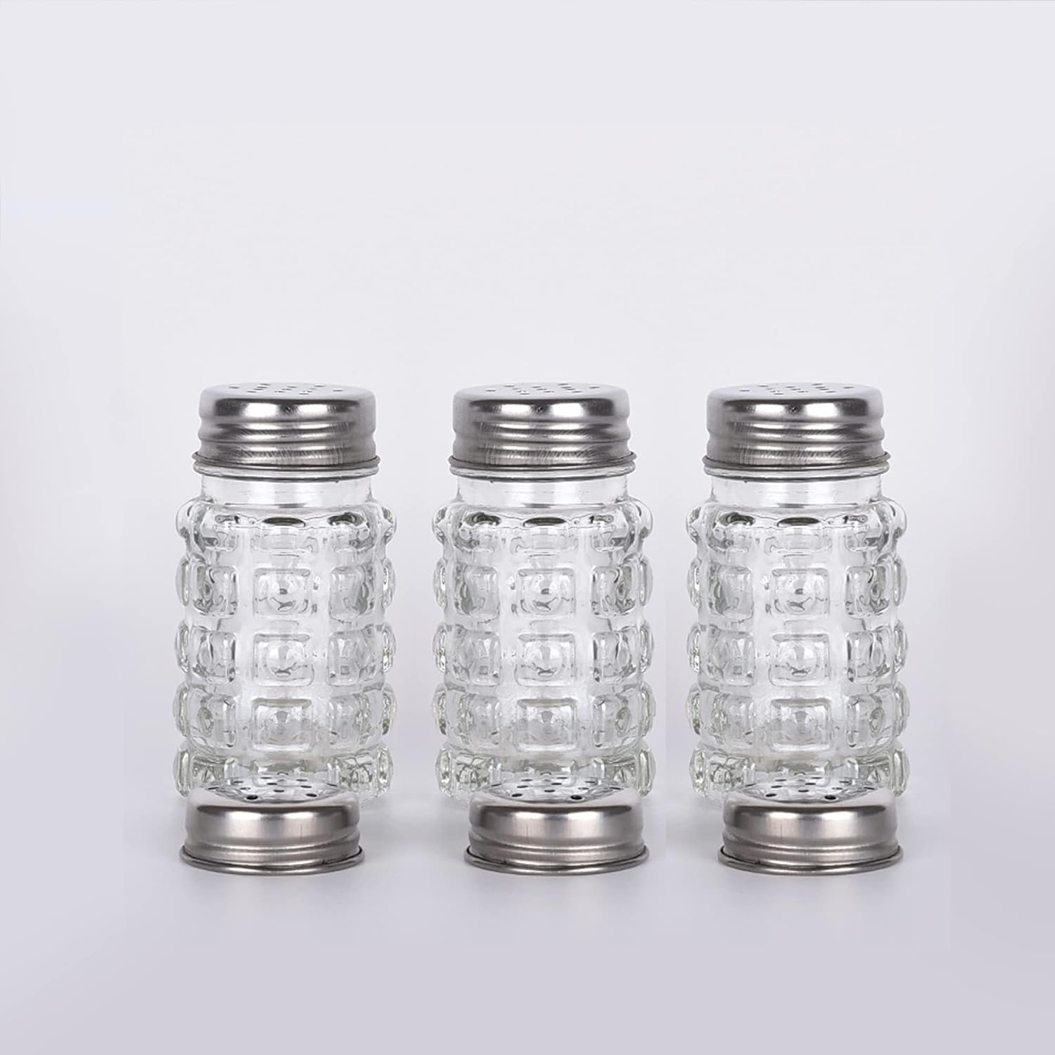 Retro Style Salt And Pepper Shakers With Stainless Tops (2)