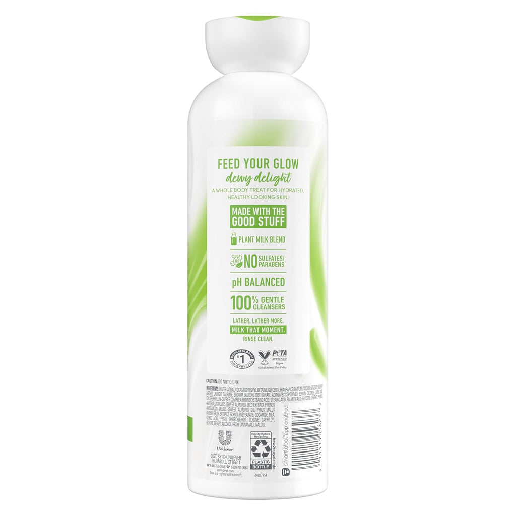 Dove Plant Milk Cleansing Body Wash Almond Milk & Green Apple For Moisturized Skin Gentle Cleanser, No Sulfates Or Parabens, Ph Balanced 17.5 Fl Oz