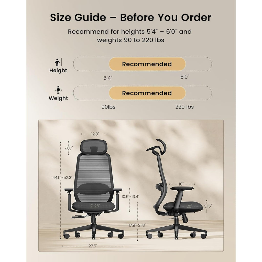 Protoarc Ec200 Ergonomic Office Chair With Adjustable Seat Depth