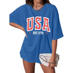 USA T-Shirt for Women USA World Soccer Shirt Vintage American Flag 250th Graphic Tee Tops
