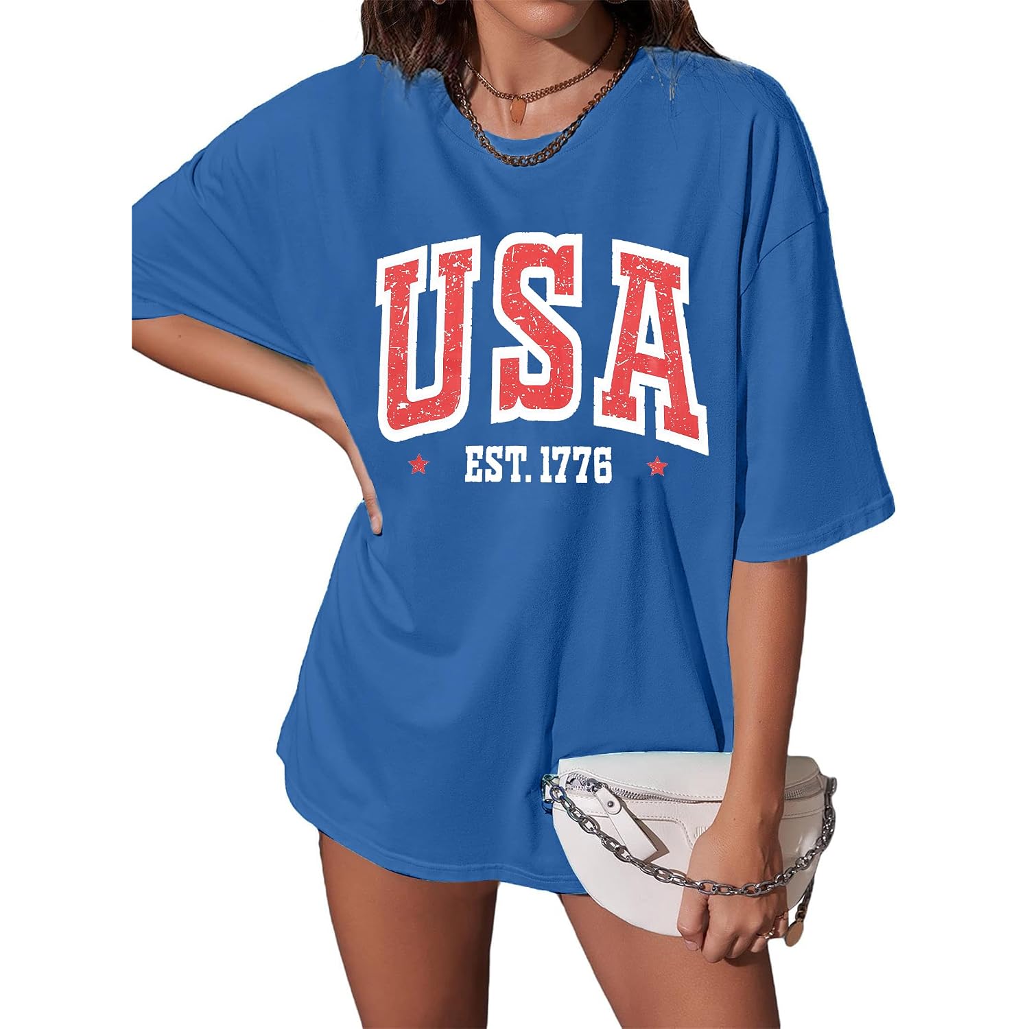 USA T-Shirt for Women USA World Soccer Shirt Vintage American Flag 250th Graphic Tee Tops