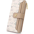 GAEKEAO Womens Wallet Slim Thin RFID Blocking Floral Vegan Leather Card Holder Bifold Long Ladies Wallet with Zipper Pocket