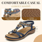 Littleplum Womens Sandals Arch Support Summer Beach Sandals Comfort Walking Shoes Bohemian Flip Flops Sandals For Women