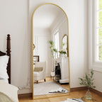 Ogcau Full Length Mirror, 70"X26" Arched Full Body Floor Mirror With Stand, Hanging Or Leaning, Standing, Wall Mounted With Aluminum Frame For Bedroom Living Room (Gold)