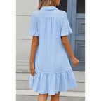 Merokeety Women'S 2026 Summer Casual Shirt Dress Button Down Ruffle Sleeve Shift Mini Dresses With Pockets