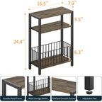 Yoobure Narrow Side Table With Storage Basket, Small End Table For Small Spaces Skinny Side Tables Living Room Bedroom, Slim Nightstand 3 Tier Bedside Table Space-Saving For Magazine, Rustic Brown