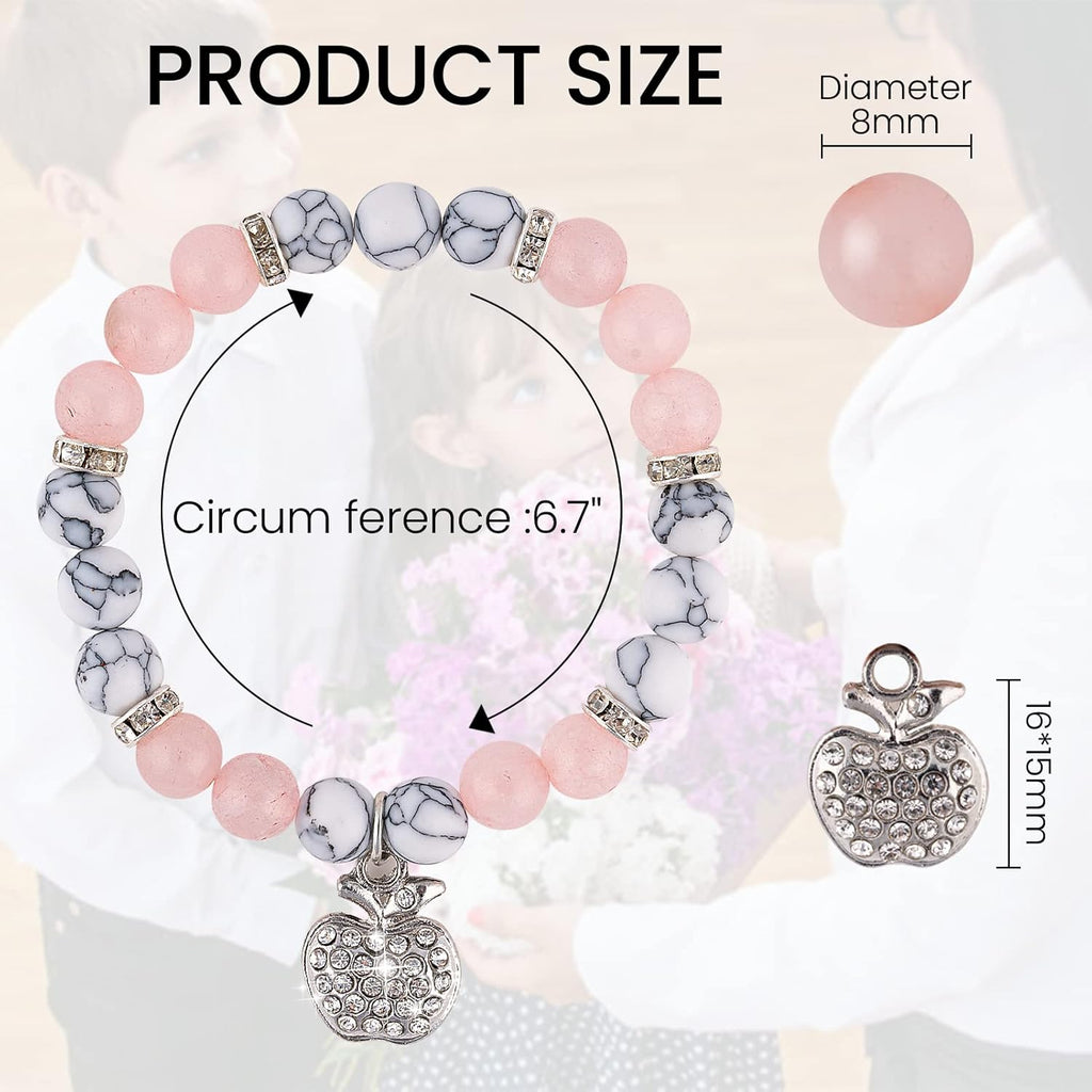 VICKHU Teacher appreciation gifts,Natural Stone teacher Bracelet gifts for women,thank you gifts for teacher meaningful gifts for women with gift message card