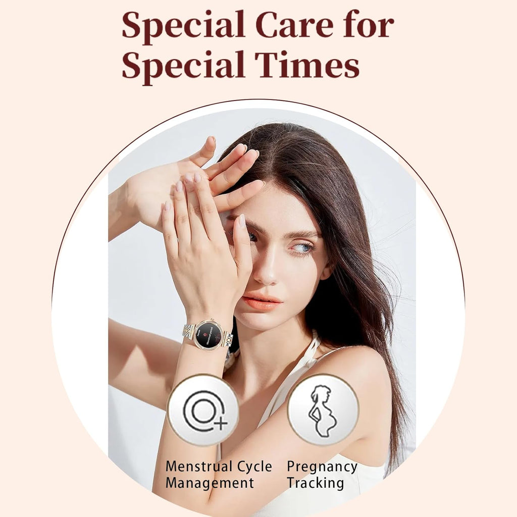 Smart Watches for Women Fitness Tracker with Diamonds Multi-Sport Modes Heart Rate Monitor Sleep Monitoring Bluetooth Calls Female Helath 1.27" Dainty Smartwatch for Android iOS