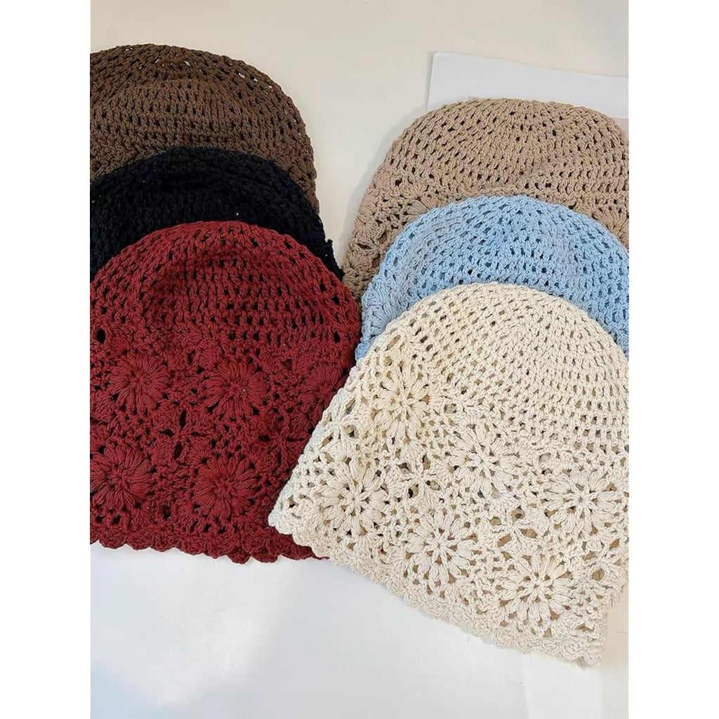 Crochet Hat For Women Cotton Slouchy Beanie Knitted Handmade Skull Cap For Travel Daily Wear