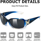 Tjutr Polarized Sunglasses For Women With Wrap Around Butterfly Design, Trendy Jackie-O Style For Uv400 Protection