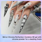 Creaglam 3D Nail Gel Art: 2pcs 16ML Sculpting Gel Nail Glue for Carving Patterns Decoration - Chrome Nail Powder and DIY Nail Charms - 4 in 1 Clear No Wipe Gel Nail Polish Rhinestone Nail Art Glue