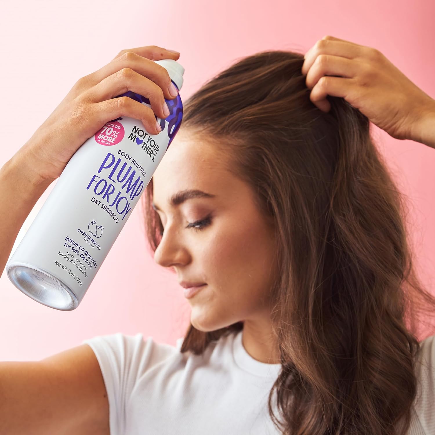 Not Your Mother's Value Size Plump for Joy Jumbo Dry Shampoo (2-Pack) - 12 oz Each - 70% More to Absorb Oil and Build Body - Orange Mango - For All Hair Types