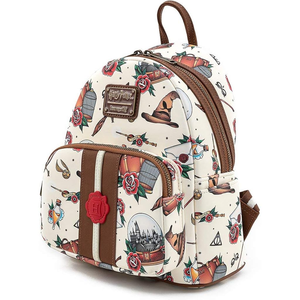 Loungefly Harry Potter Tattoo Art Cream Color Womens Double Strap Shoulder Bag Purse
