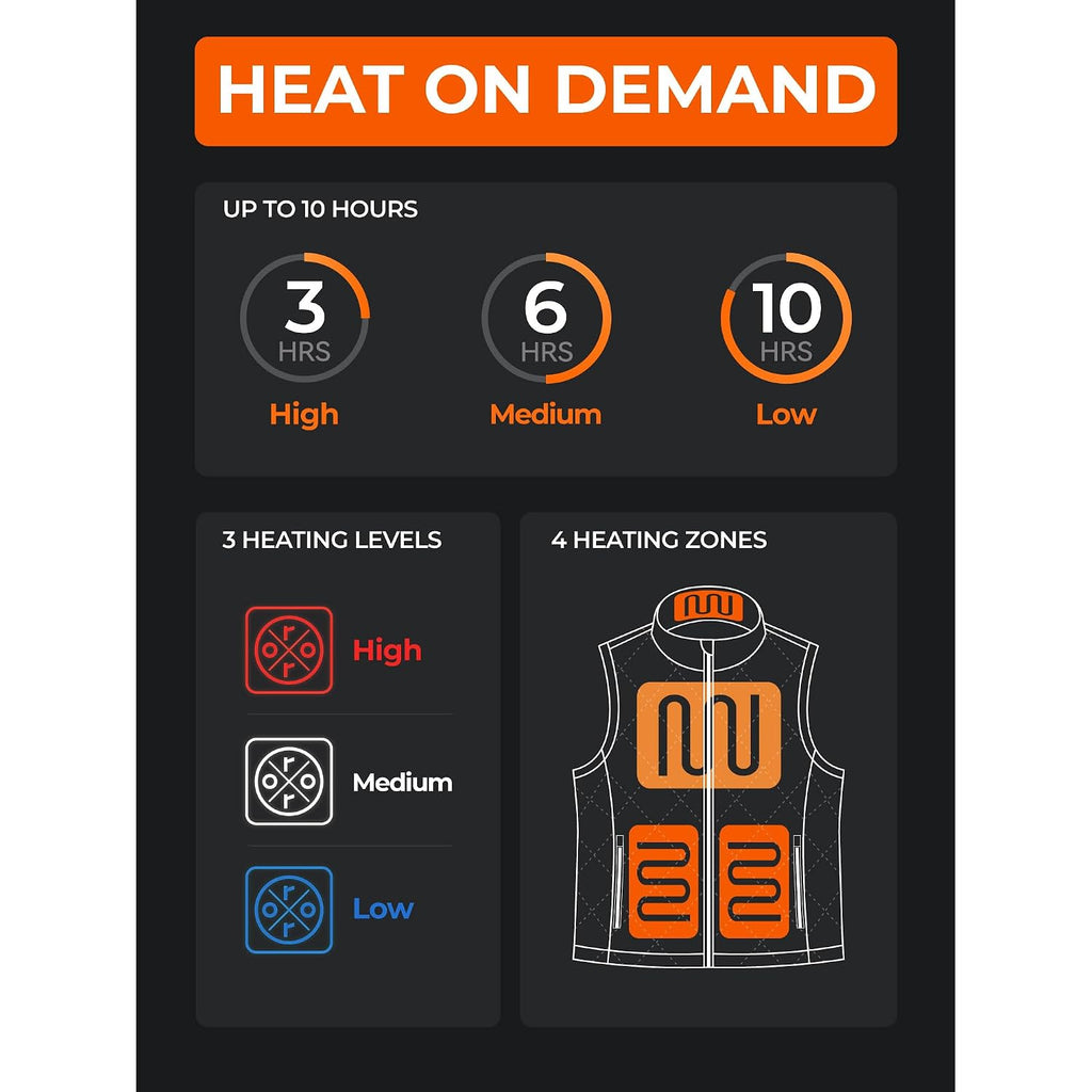 Ororo Quilted Heated Vest For Women, Lightweight Quilted Heating Vest With Usb-C Rechargeable Battery