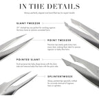 Tweezerman Paisley Petite Point and Slant Tweezer Set with Travel Case - Eyebrows for Women and Men