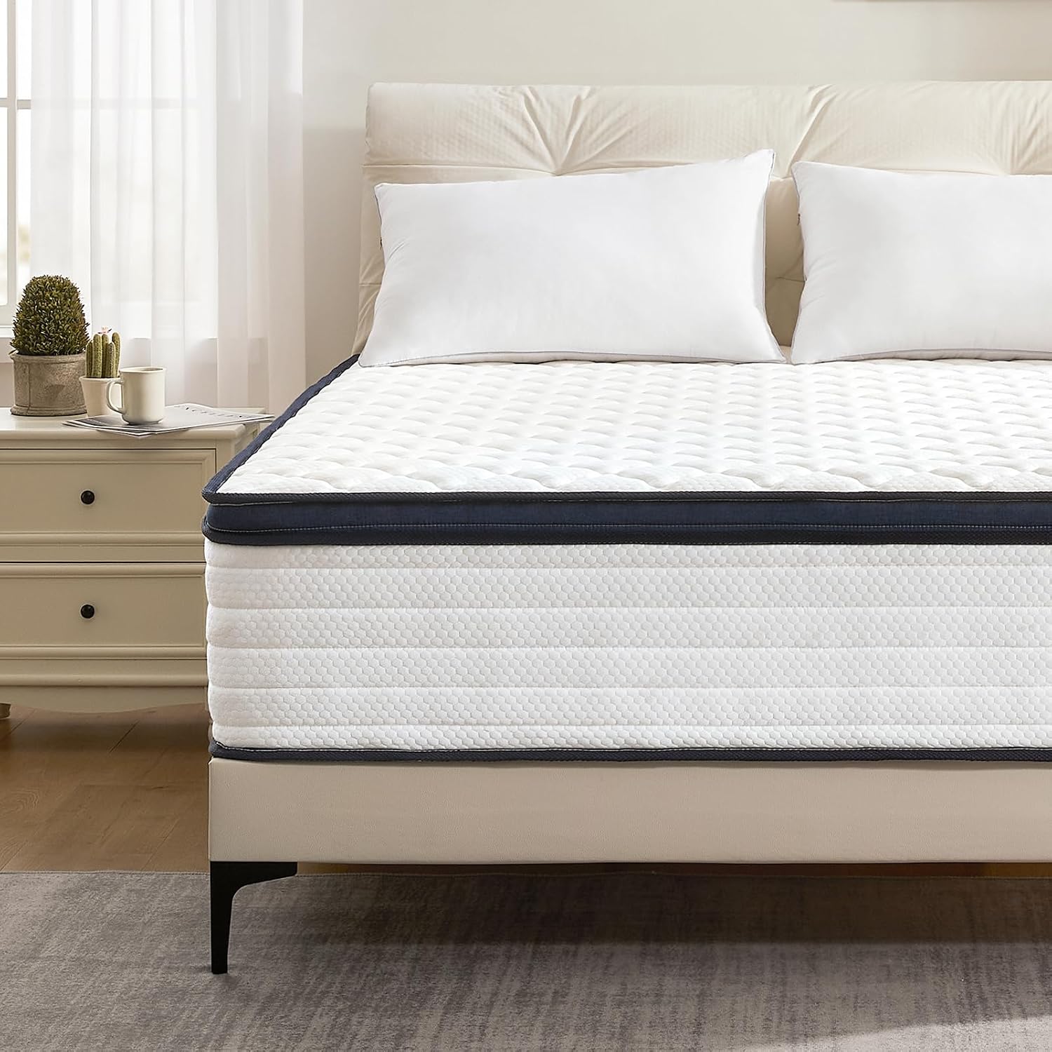 Vkt 12 Inch Mttress Queen Size, Memory Foam Hybrid Mattresses In A Box, Medium Firm, Pocket Springs For Motion Isolation, Certipur-Us And Oeko Tex Certified
