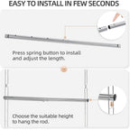 Storage Maniac Hanging Closet Rod, Adjustable Width And Height Closet Hanging Organizer, Space-Saving Clothes Hanging Bar, Closet Extender Hanging Rod Double Closet Hanging Rod, 2 Pack Chrome