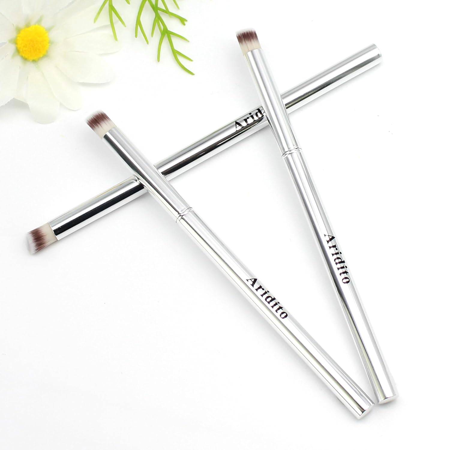 3PCS Nail Art Gradient Brushes - Silver Metal Handle, Soft Firm Bristles for Chrome/Mica Powder, Aura Nails & Eyelid Blending, No Shedding, Easy to Clean DIY Tool