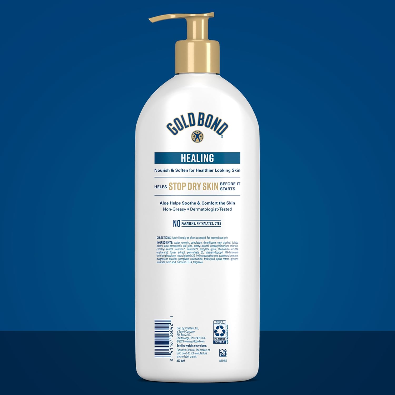 Gold Bond Healing Hydrating Body Lotion With Aloe, Moisturizer For Dry To Extra Dry Skin, 24-Hr Hydration To Soothe & Comfort, Non-Greasy, Dermatologist-Tested, Light Scent, 24 Oz Family Size Pump