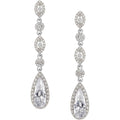 SWEETV Long Pear-Shaped Rose Gold Wedding Birdal Earrings for Brides, Bridesmaids, Crystal Chandelier Dangle Drop Earrings for Women Prom