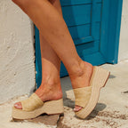 Platform Slip On Espadrille Sandals For Women Summer Wedges Slides -Flatform, Open Toe, Bohemia, Beach, Wedding