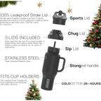 Coldest Tumbler With Handle And Straw, 100% Leak Proof Insulated Tumbler With Lid And Straw (3 Lids), Stainless Steel Tumblers For Women & Men, Cup Holder Friendly, 36 Oz (Camouflage Flag)