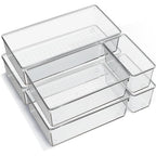 6 Pack Large Clear Plastic Drawer Organizer Trays, Acrylic Kitchen Drawer Organization And Storage Dividers, Non-Slip Storage Bins For Makeup, Kitchen Utensils, Bathroom, Jewelries And Office Desk