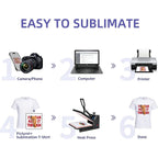 6 Pcs Sublimation Blanks T Shirts Bulk Unisex White Polyester | Multiple Sizes Wholesale Customized Shirts For Heat Transfer Printing Crew Neck